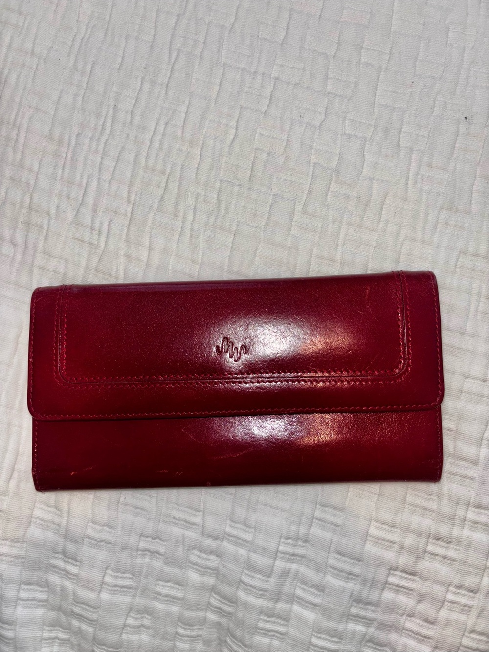 Vintage Monsac Burgundy Red Smooth Leather Trifold Clutch Wallet Organizer